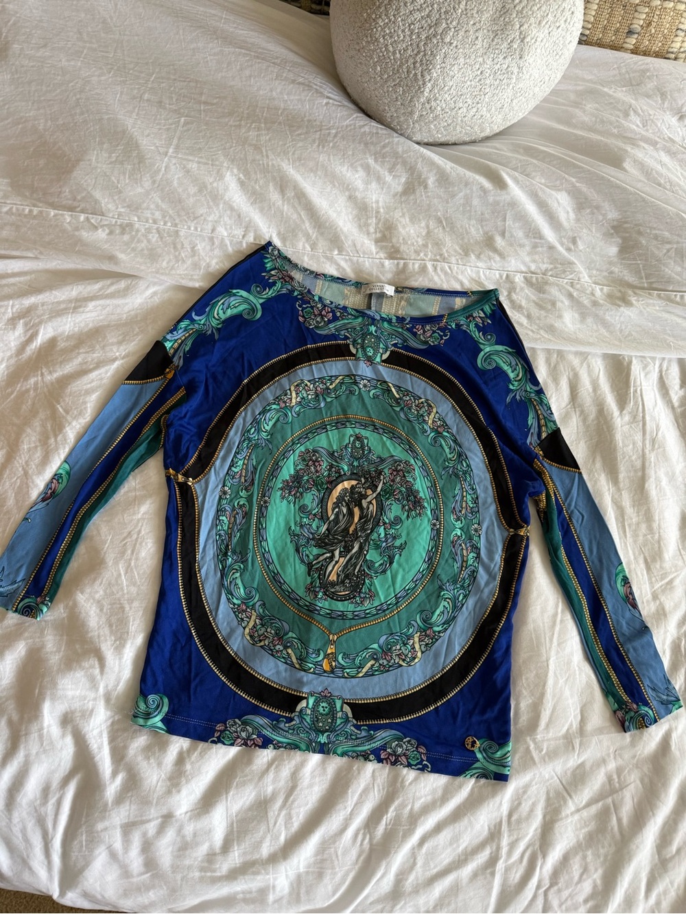 Versace Collection Blue Green Paisley Print Shirt